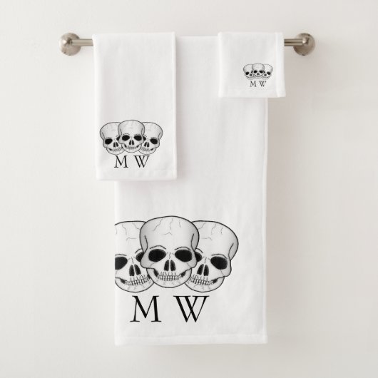 Fantasy Art Skull Design Monogrammed バスタオルセット (インサイチュ)