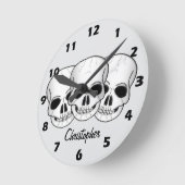 Fantasy Art Skull Design Personalised ラウンド壁時計 (傾斜)