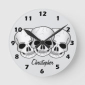 Fantasy Art Skull Design Personalised ラウンド壁時計 (正面)