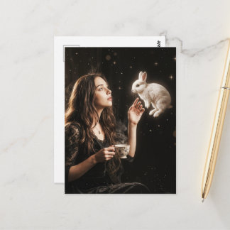 Fantasy Art Surreal Tea Time With White Rabbit  ポストカード