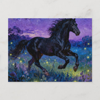 Fantasy Black Horse Postcard ポストカード