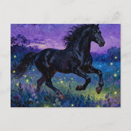 Fantasy Black Horse Postcard ポストカード (正面)