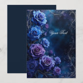 Fantasy Blue and Purple Wedding Roses 招待状 (正面/裏面)