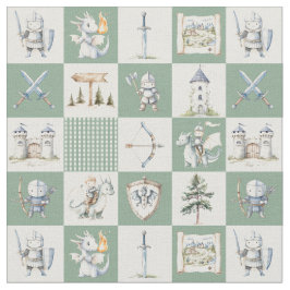 Fantasy castle with dragons and knights baby boy ファブリック