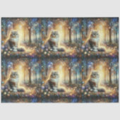 Fantasy Cat in a Floral Woodland Garden Decoupage  薄葉紙 (正面)