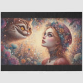 Fantasy Cheshire Cat and Alice Decoupage 薄葉紙 (正面)