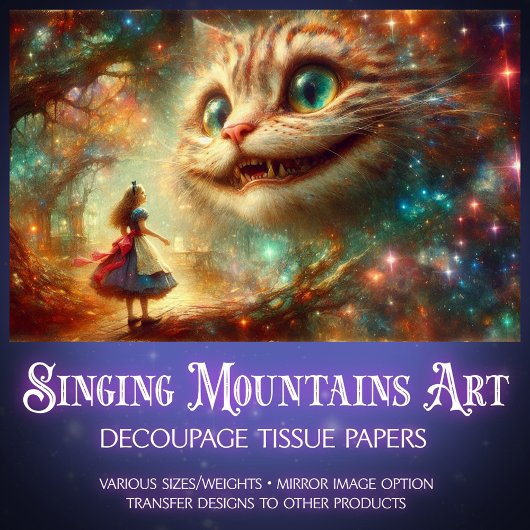Fantasy Cheshire Cat Smiles In The Trees Decoupage 薄葉紙
