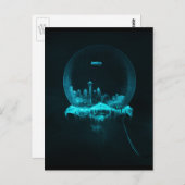 Fantasy City in a Snowglobe with a Blimp ポストカード (正面/裏面)