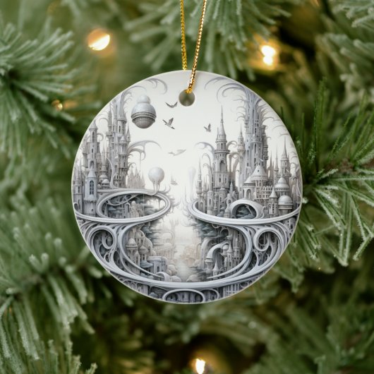 Fantasy City Stained Glass Ceramic Tree Decoration セラミックオーナメント (ツリー)