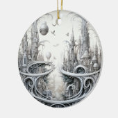 Fantasy City Stained Glass Ceramic Tree Decoration セラミックオーナメント (左)