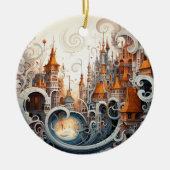 Fantasy City Stained Glass Ceramic Tree Decoration セラミックオーナメント (正面)