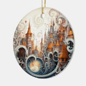 Fantasy City Stained Glass Ceramic Tree Decoration セラミックオーナメント (左)