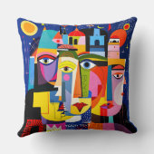 Fantasy Cute Abstract Faces Shapes クッション (裏面)