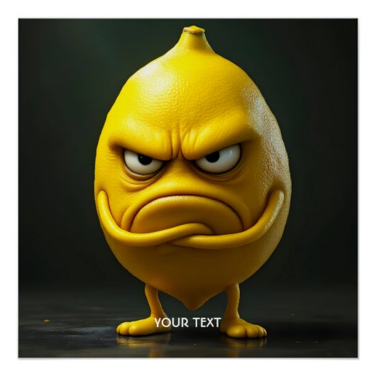 Fantasy Cute Angry Looking Lemon ポスター (正面)