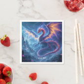 Fantasy Cute Blue Dragon City スタンダードカクテルナプキン (インサイチュ)