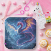 Fantasy Cute Blue Dragon City ペーパープレート (パーティー)