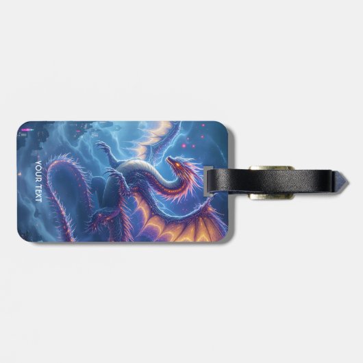 Fantasy Cute Blue Dragon City ラゲッジタグ (裏面横)