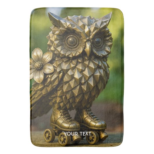 Fantasy Cute Brass Owl Skates バスマット (正面縦)