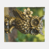 Fantasy Cute Brass Owl Skates フリースブランケット (正面(横))