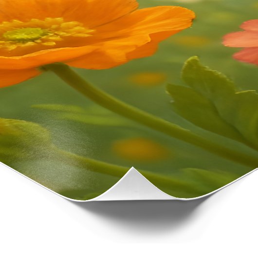 Fantasy Cute Bunny Flowers Wings ポスター (コーナー)