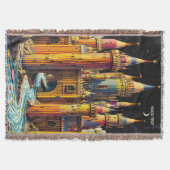 Fantasy Cute Castle From Pencils スローブランケット (正面)