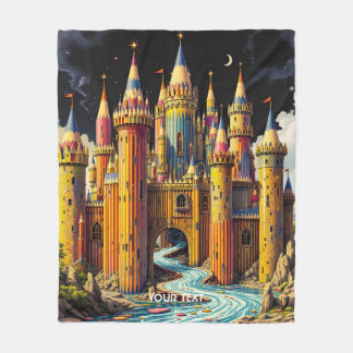 Fantasy Cute Castle From Pencils フリースブランケット