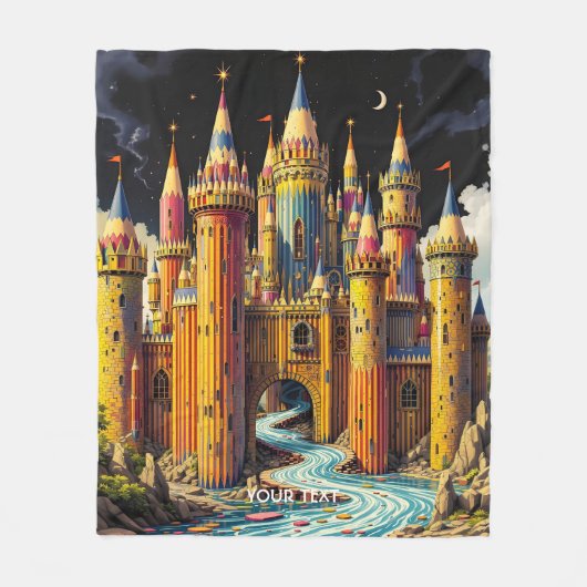 Fantasy Cute Castle From Pencils フリースブランケット (正面)