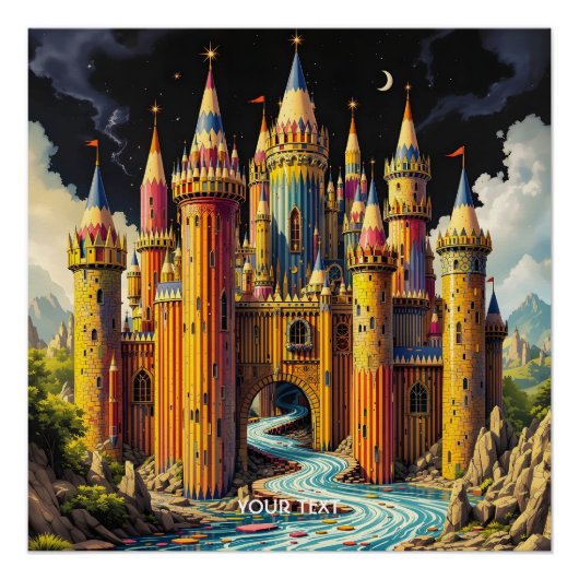 Fantasy Cute Castle From Pencils ポスター (正面)