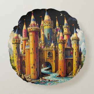 Fantasy Cute Castle From Pencils ラウンドクッション
