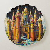 Fantasy Cute Castle From Pencils ラウンドクッション (裏面)