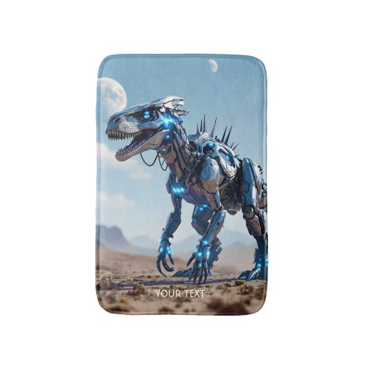 Fantasy Cute Cyborg Dinosaur Desert バスマット (正面縦)