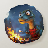 Fantasy Cute Dino Campfire Moon ラウンドクッション (裏面)