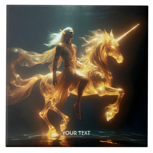 Fantasy Cute Ethereal Underwater Unicorn タイル (正面)