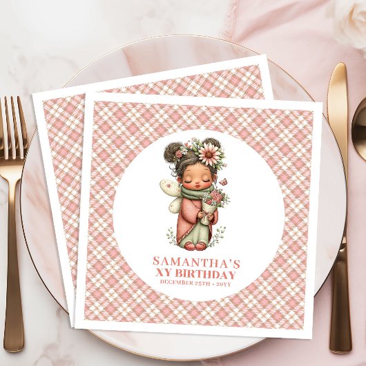 Fantasy Cute Fairy Blush 6th Birthday Party Napkin