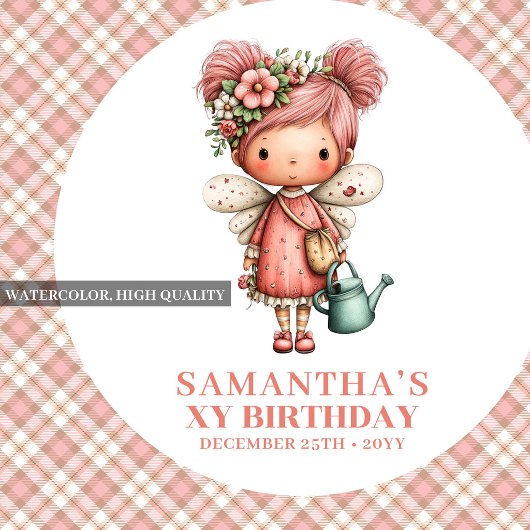 Fantasy Cute Fairy Blush 6th Birthday Party Napkin