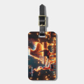 Fantasy Cute Fire Piano Girl ラゲッジタグ (正面縦)