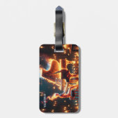 Fantasy Cute Fire Piano Girl ラゲッジタグ (裏面縦)