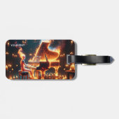 Fantasy Cute Fire Piano Girl ラゲッジタグ (裏面横)