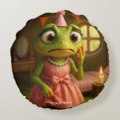 Fantasy Cute Frog Girl Party ラウンドクッション (裏面)
