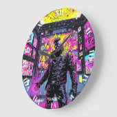 Fantasy Cute Glitch In Gallery ラージ壁時計 (傾斜)