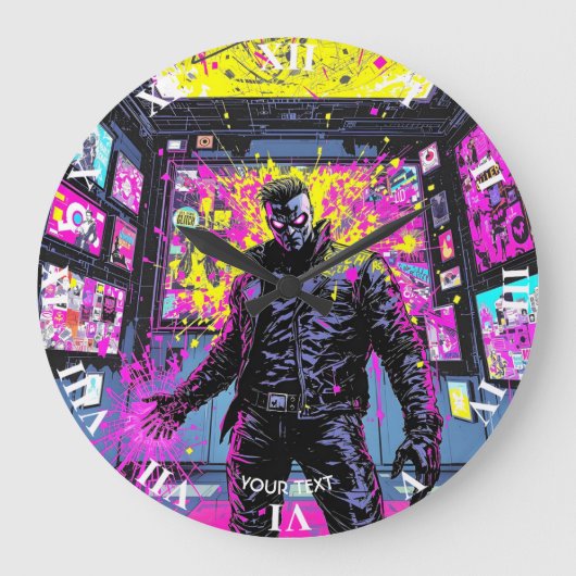 Fantasy Cute Glitch In Gallery ラージ壁時計 (正面)