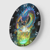 Fantasy Cute Green Dragon Egg ラージ壁時計 (傾斜)