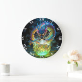 Fantasy Cute Green Dragon Egg ラージ壁時計 (ホーム)