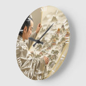 Fantasy Cute Japanese Painter Landscape ラージ壁時計 (傾斜)