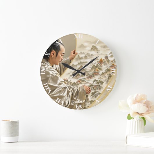 Fantasy Cute Japanese Painter Landscape ラージ壁時計 (ホーム)