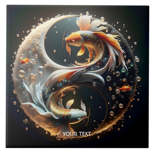 Fantasy Cute Koi Yin Yang タイル (正面)