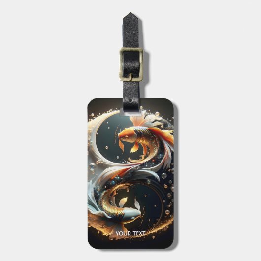 Fantasy Cute Koi Yin Yang ラゲッジタグ (正面縦)