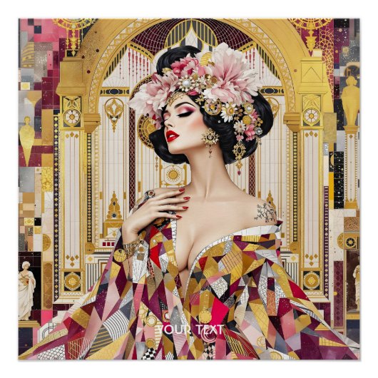 Fantasy Cute Lady Art Deco ポスター (正面)