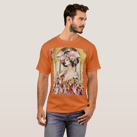 Fantasy Cute Lady Art Deco Tシャツ (正面フル)