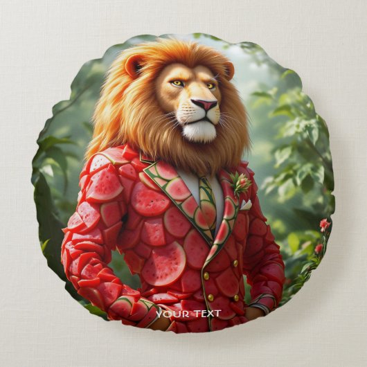 Fantasy Cute Lion Watermelon Suit ラウンドクッション (正面)